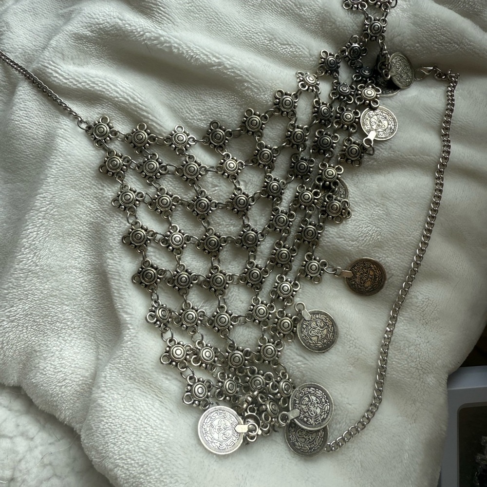 Silver Coin Chain Body Chain - Picture 2 of 2